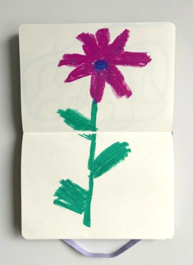 Client flower drawing in sketchbook